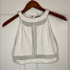 White T-mesh crop top with zip back
